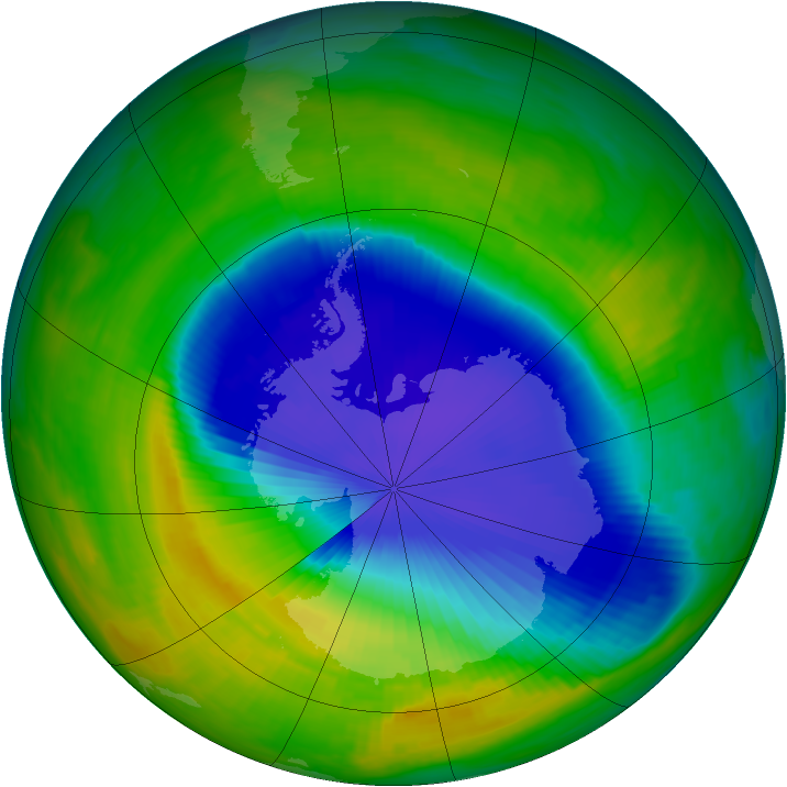Antarctic ozone map for 08 November 1996